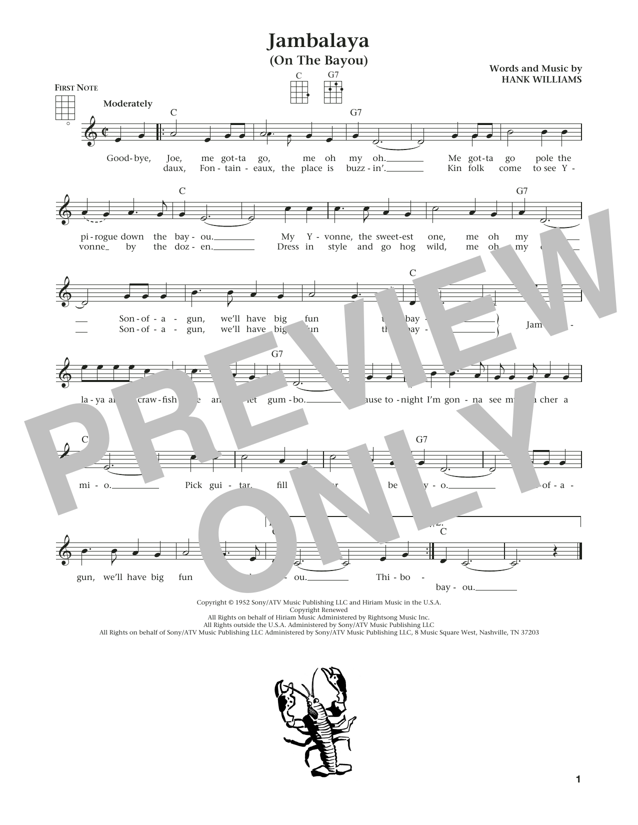 Hank Williams Jambalaya (On The Bayou) (from The Daily Ukulele) (arr. Liz and Jim Beloff) Sheet Music