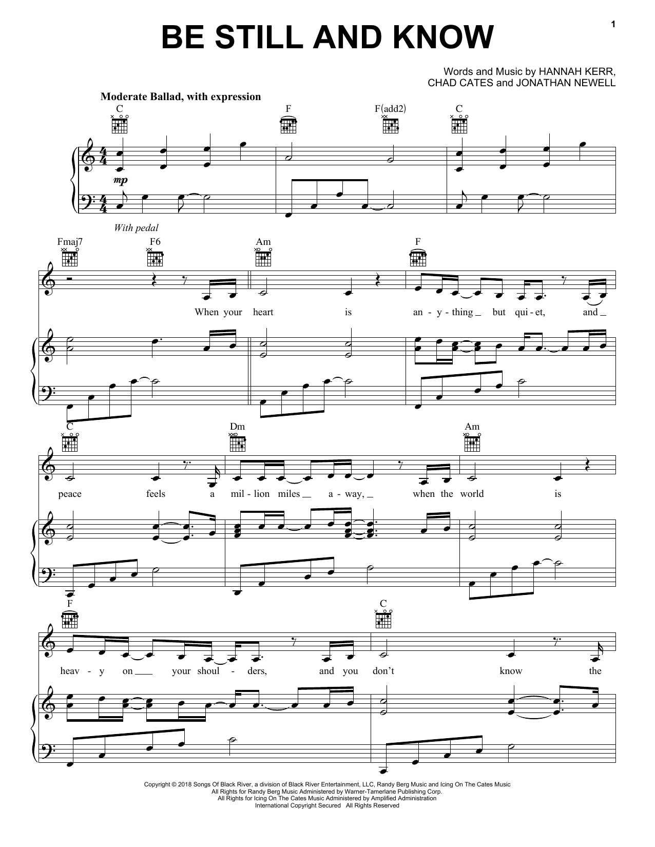 Hannah Kerr Be Still And Know Sheet Music