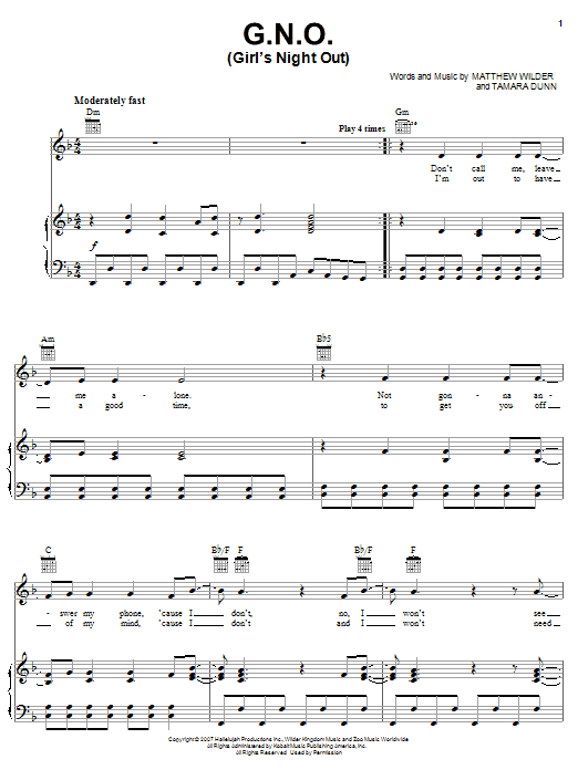 Hannah Montana G.N.O. (Girl's Night Out) Sheet Music