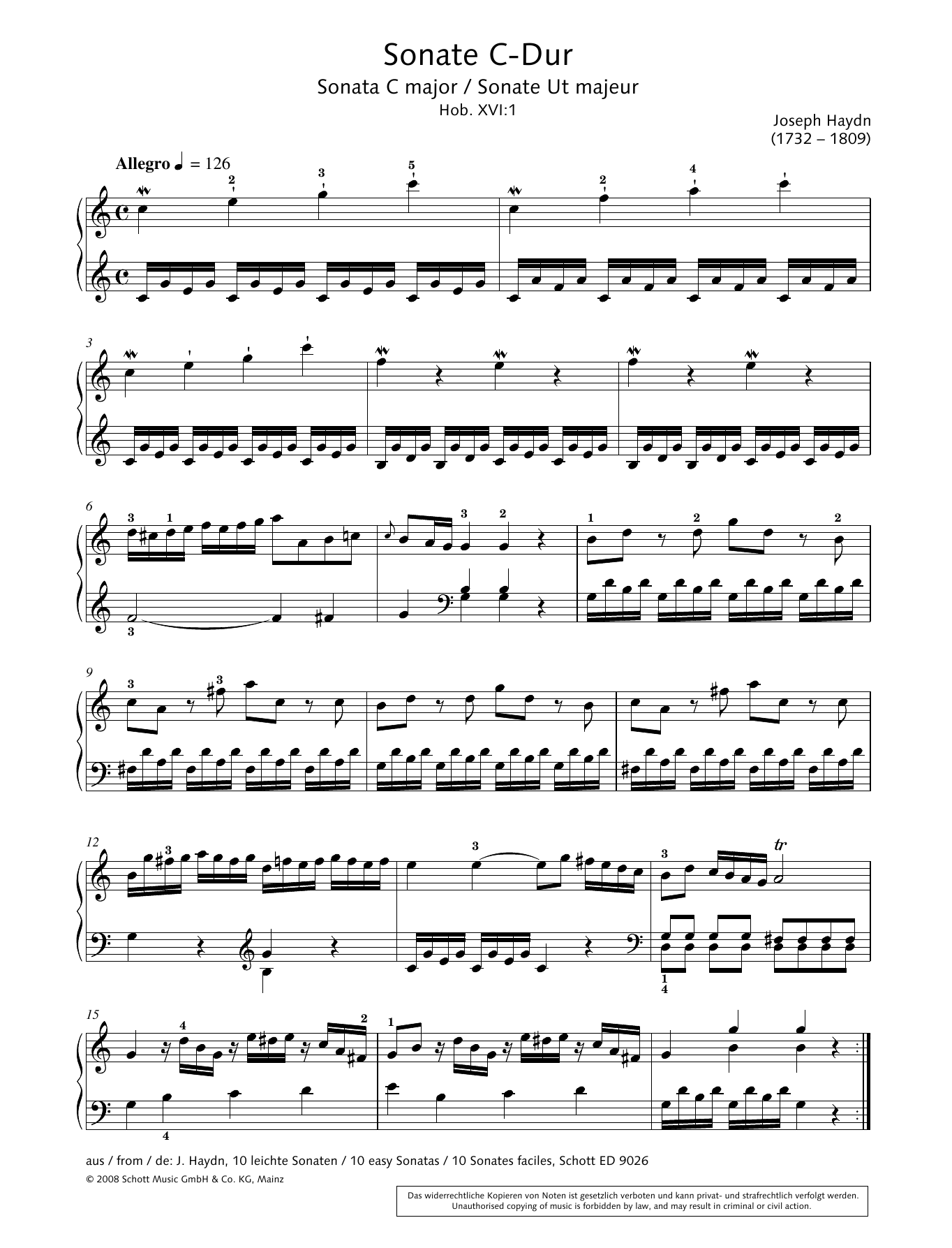 Hans-Gunter Heumann Sonata in C Major Sheet Music