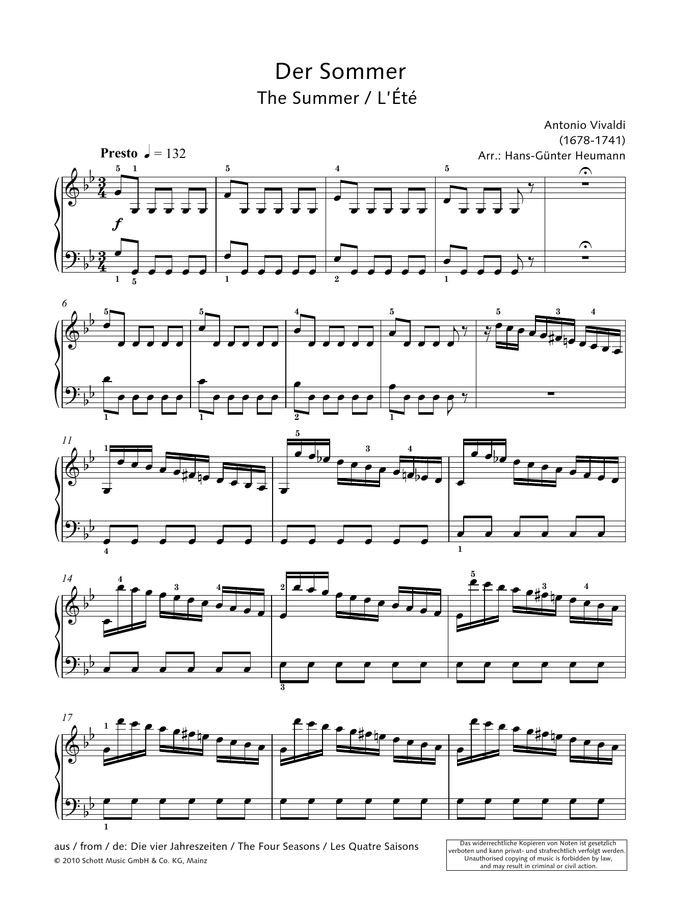 Hans-Gunter Heumann The Summer Sheet Music