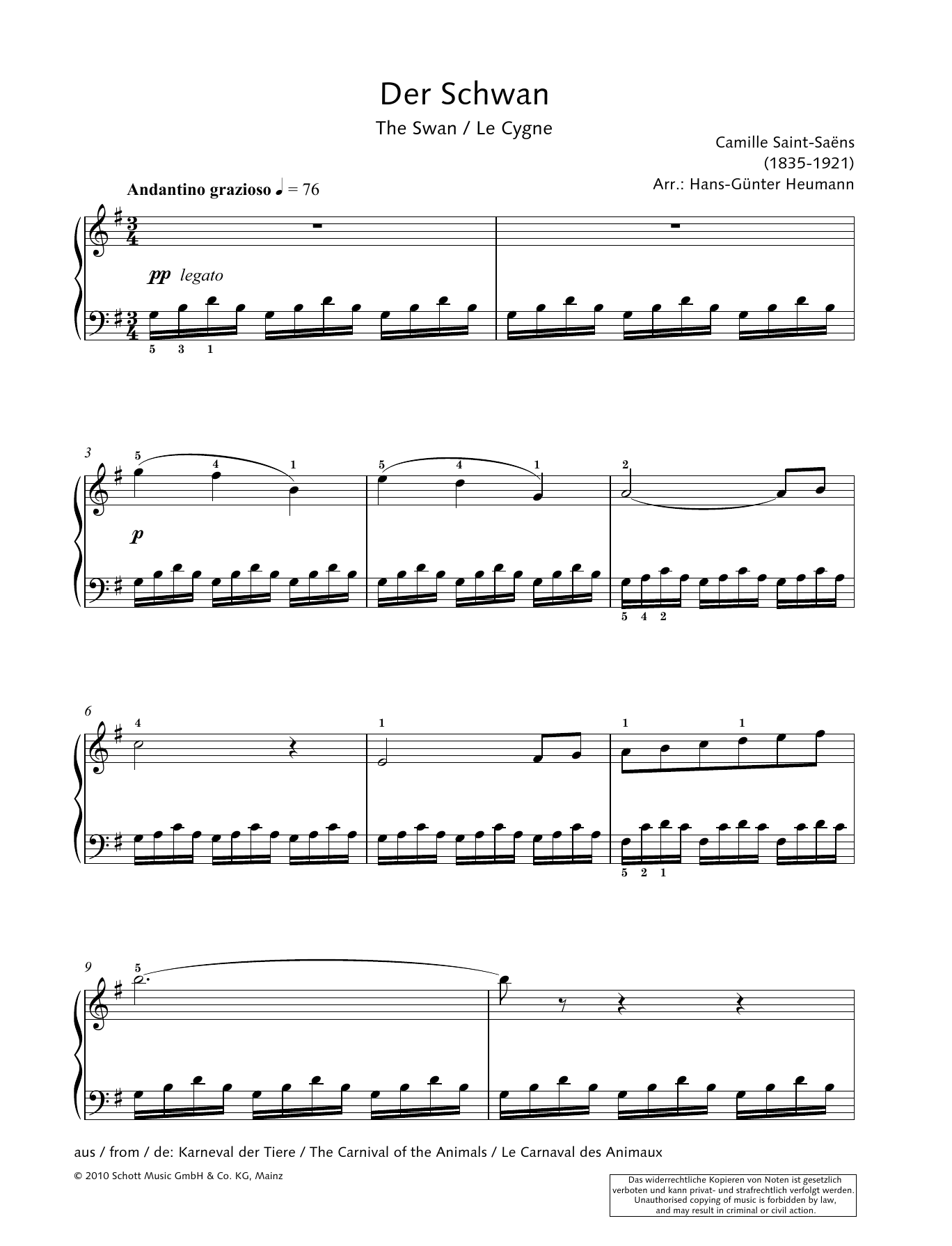 Hans-Gunter Heumann The Swan Sheet Music