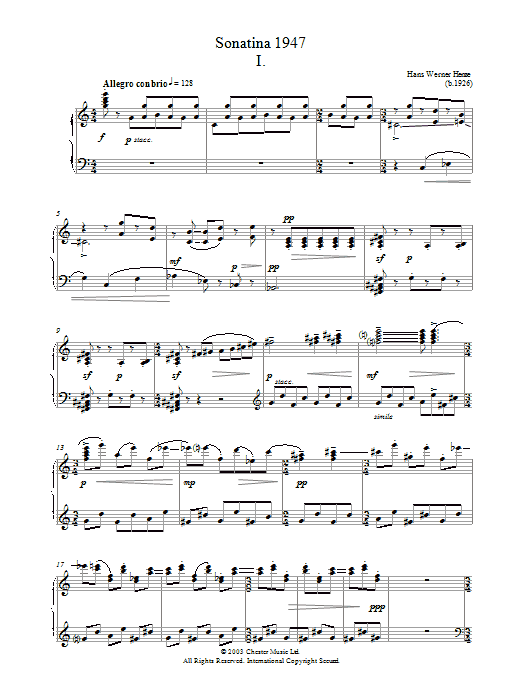 Hans Werner Henze Sonatina 1947 Sheet Music
