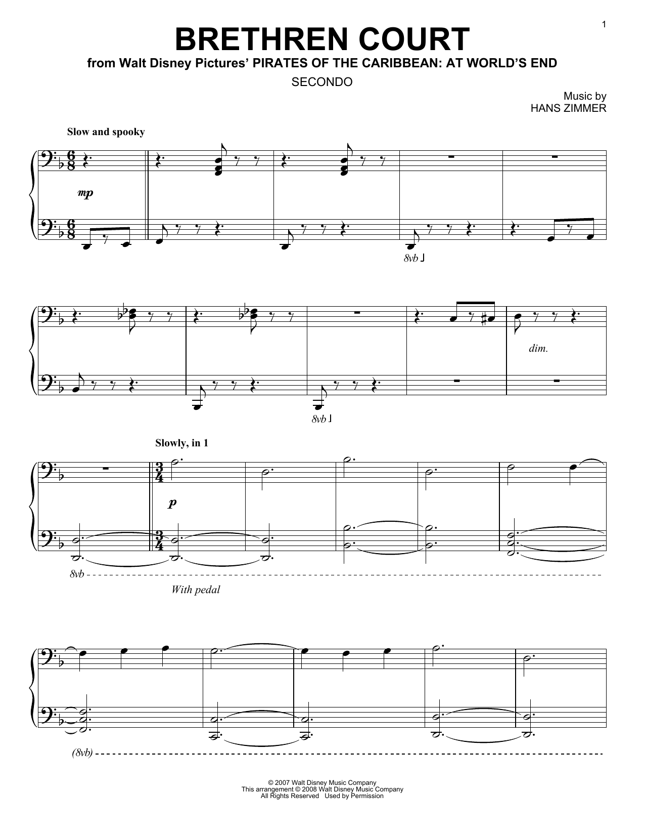 Hans Zimmer Brethren Court (from Pirates Of The Caribbean: At World's End) (arr. Carol Klose Sheet Music