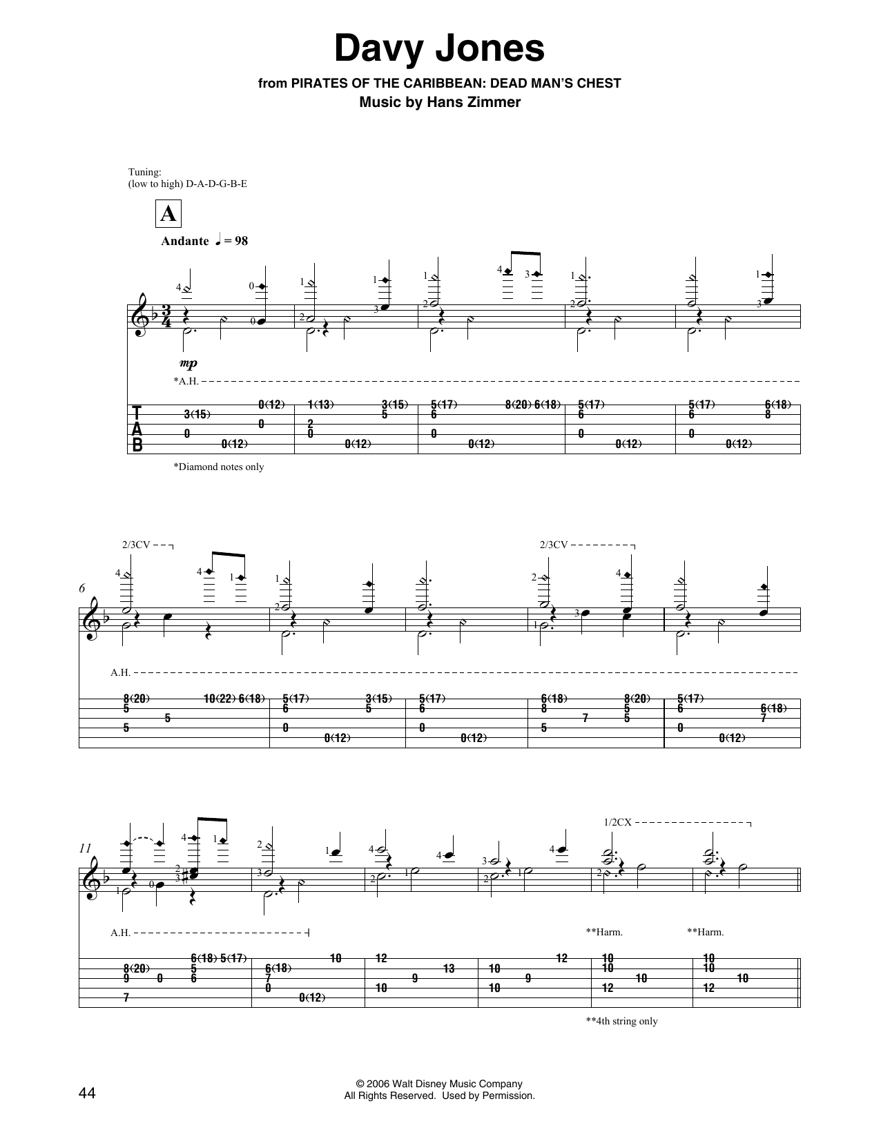 Hans Zimmer Davy Jones (from Pirates Of The Caribbean: Dead Man's Chest) Sheet Music