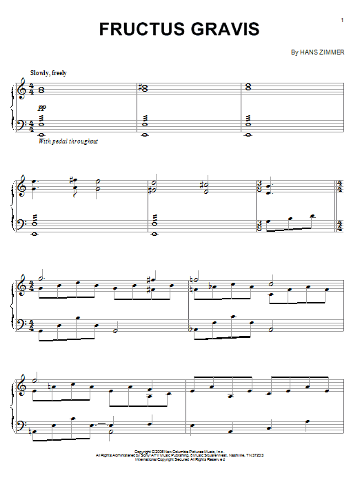 Hans Zimmer Fructus Gravis Sheet Music