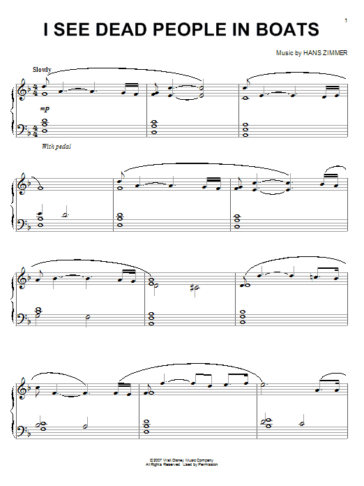 Hans Zimmer I See Dead People In Boats (from Pirates Of The Caribbean: At World's End) Sheet Music
