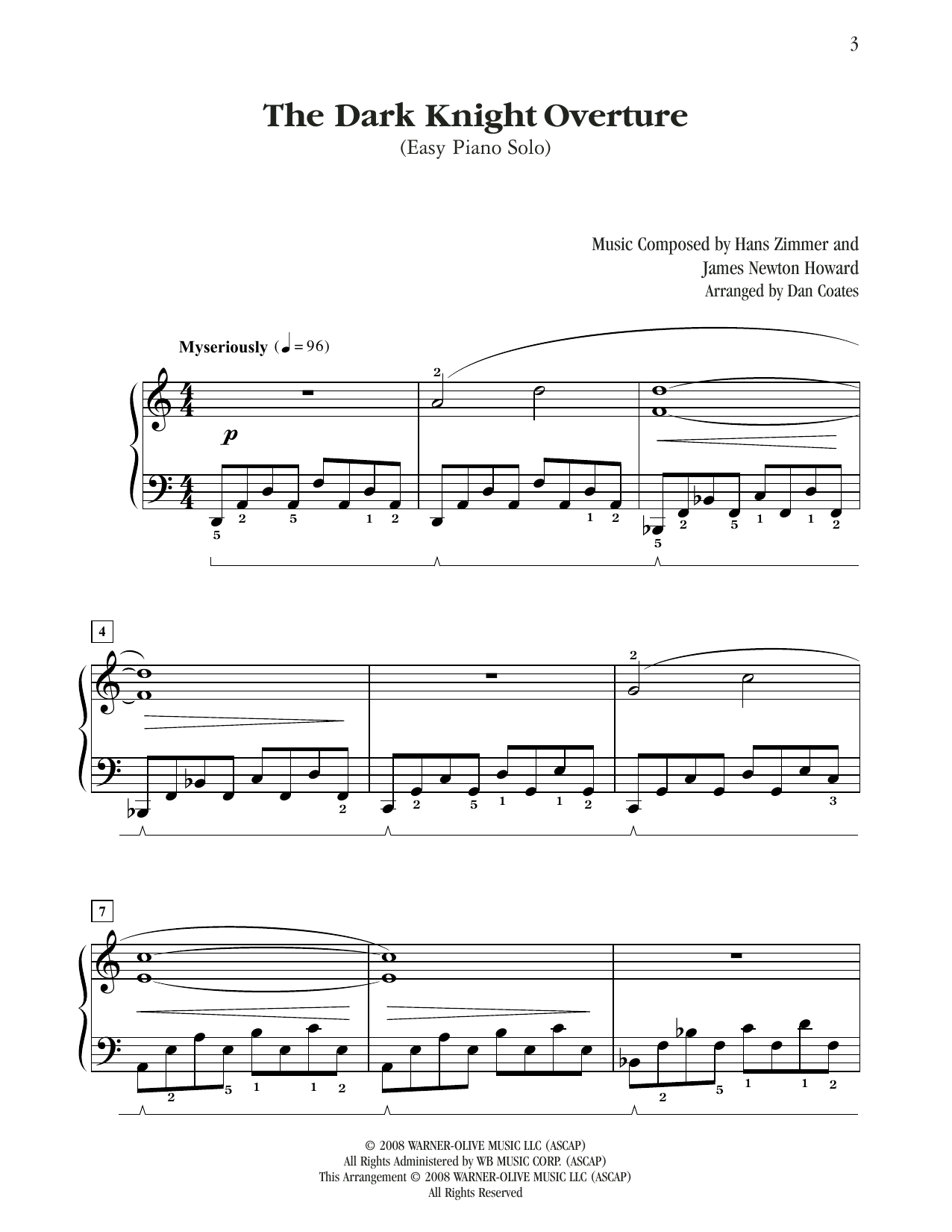 Hans Zimmer & James Newton Howard The Dark Knight Overture (from The Dark Knight) (arr. Dan Coates) Sheet Music