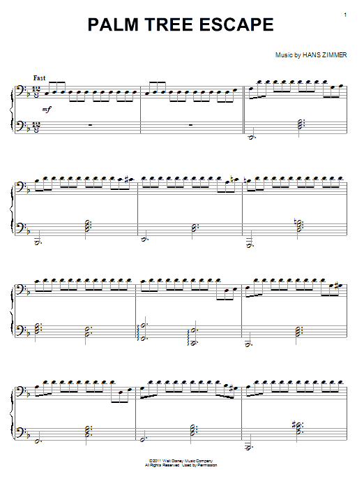 Hans Zimmer Palm Tree Escape Sheet Music