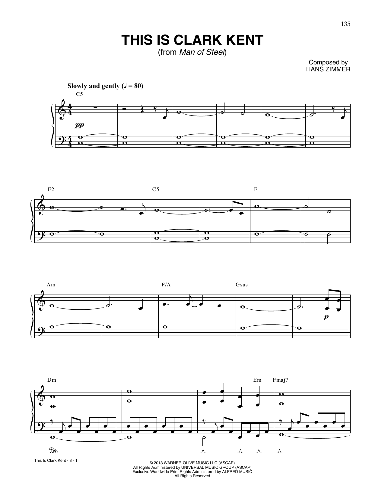 Hans Zimmer This Is Clark Kent (from Man Of Steel) Sheet Music