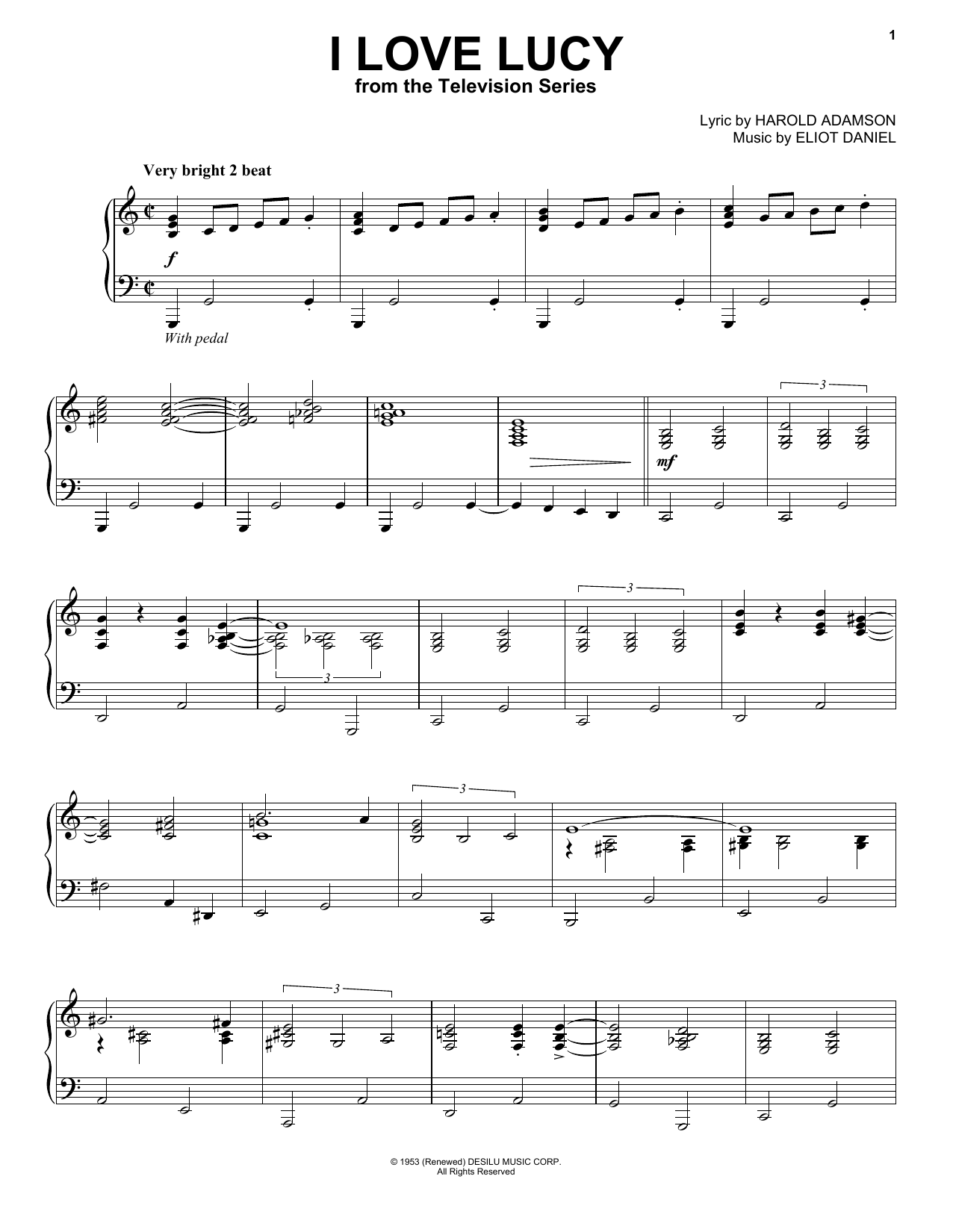 Harold Adamson I Love Lucy Sheet Music