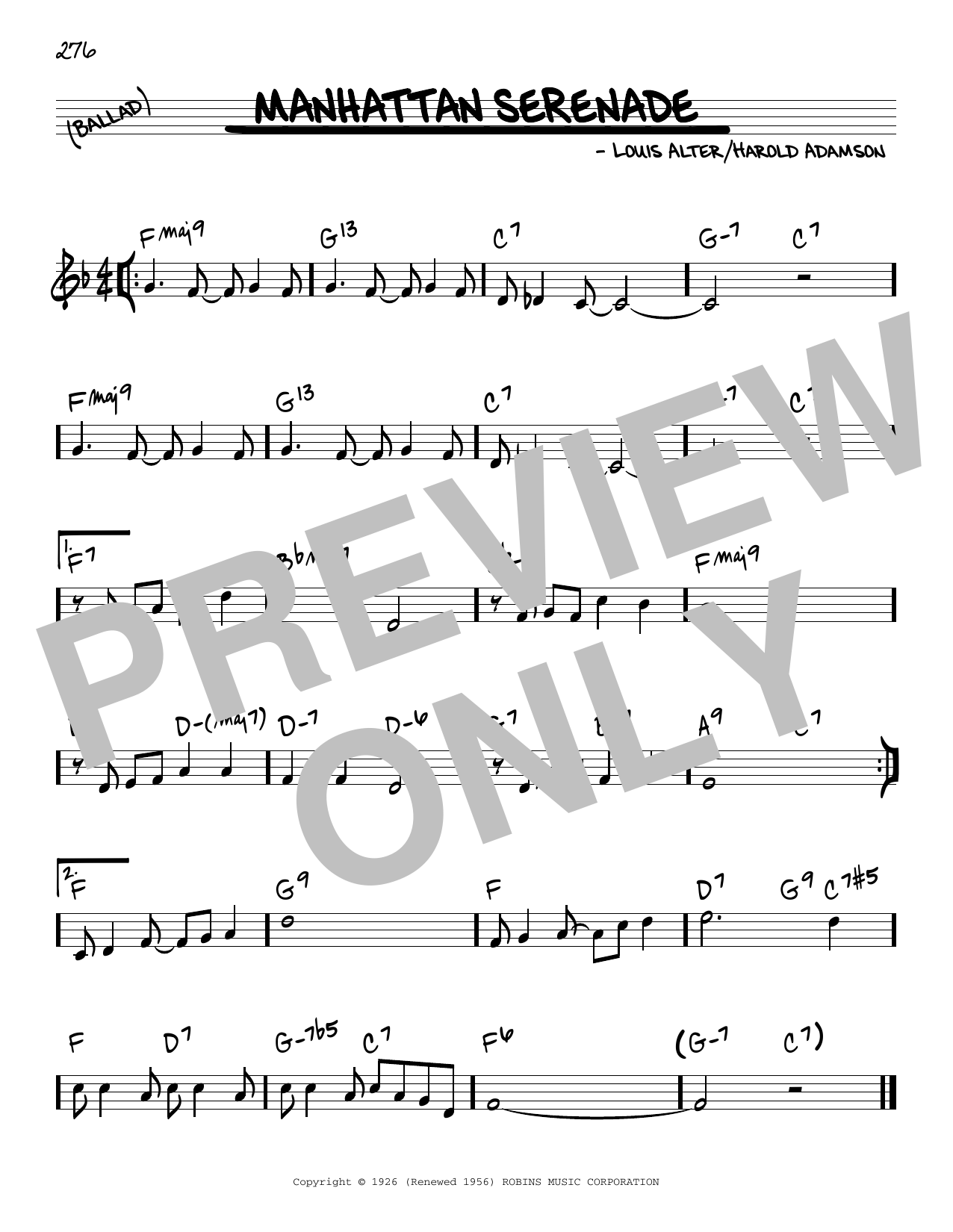 Harold Adamson Manhattan Serenade Sheet Music