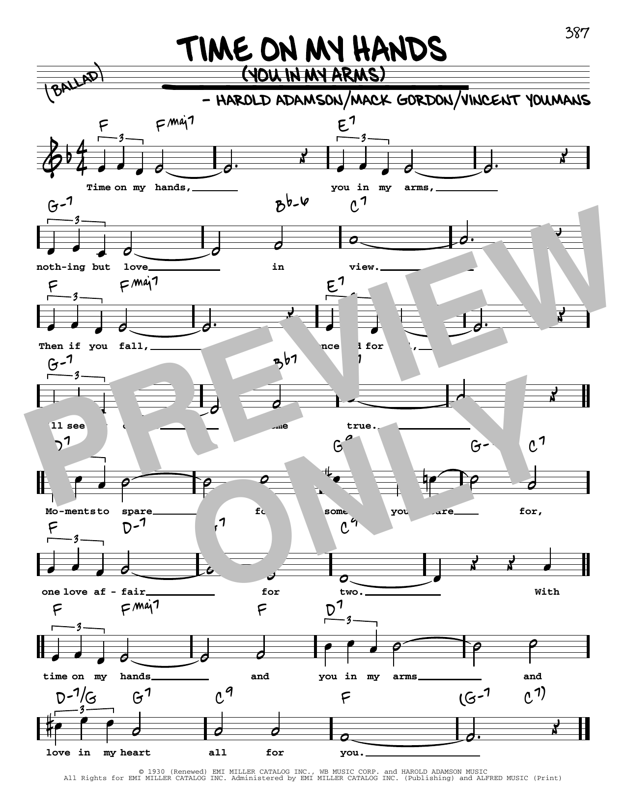 Harold Adamson Time On My Hands (You In My Arms) (High Voice) Sheet Music