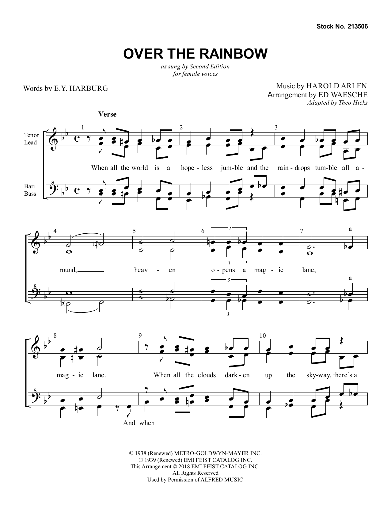 Harold Arlen & E.Y. Harburg Over The Rainbow (arr. Ed Waesche) Sheet Music