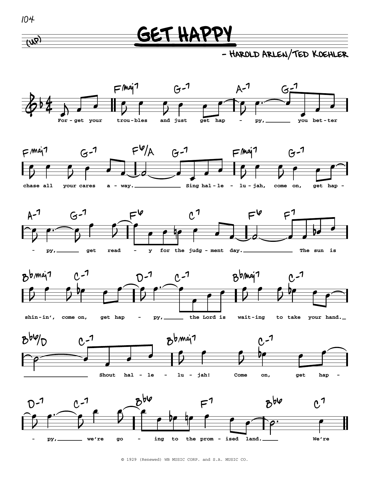 Harold Arlen Get Happy (High Voice) Sheet Music