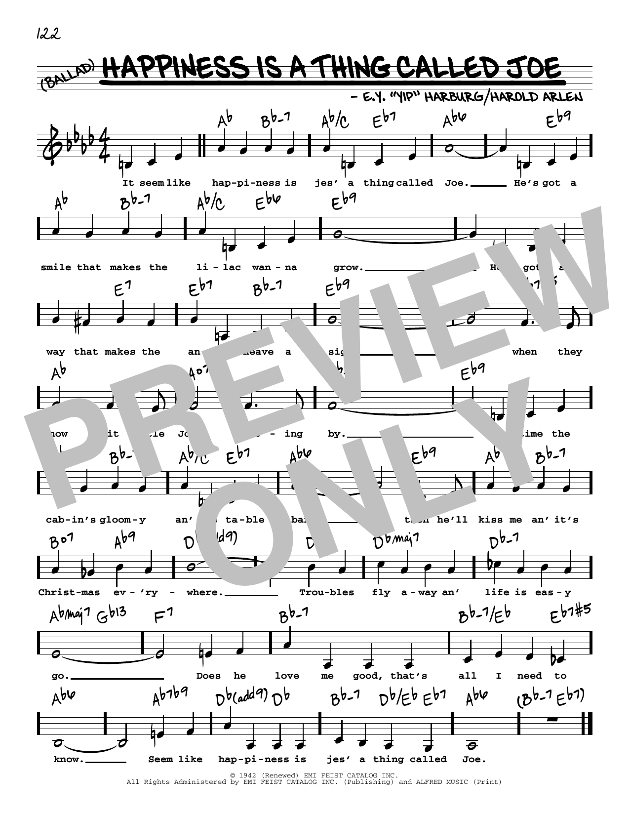 Harold Arlen Happiness Is A Thing Called Joe (Low Voice) Sheet Music