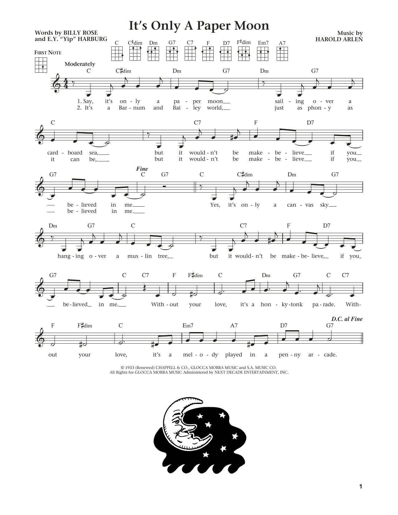 Harold Arlen It's Only A Paper Moon (from The Daily Ukulele) (arr. Liz and Jim Beloff) Sheet Music