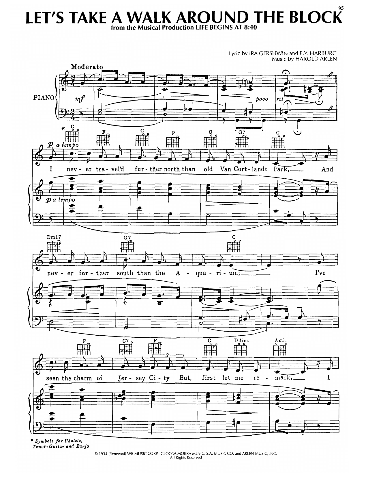 Harold Arlen Let's Take A Walk Around The Block Sheet Music