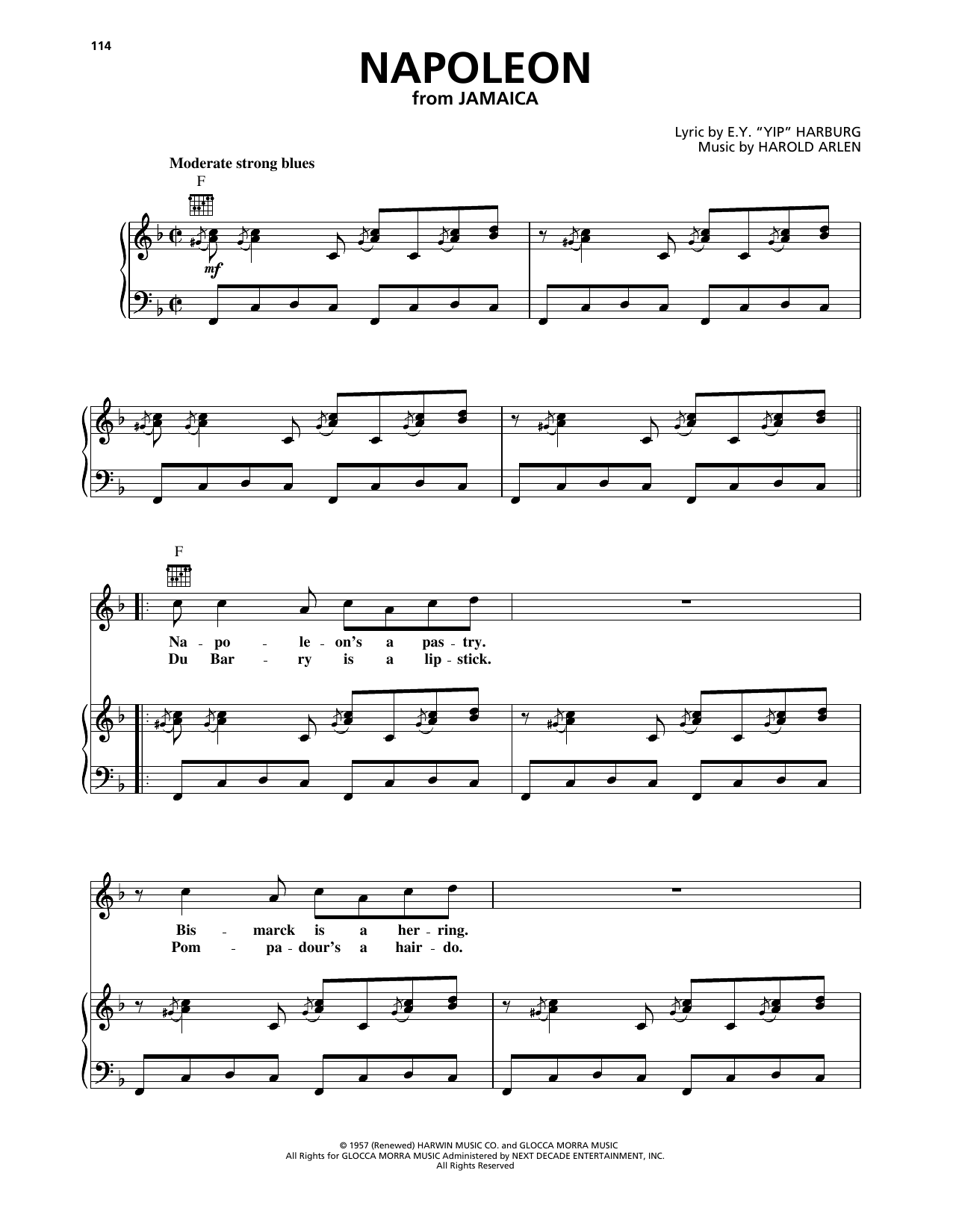 Harold Arlen Napoleon Sheet Music