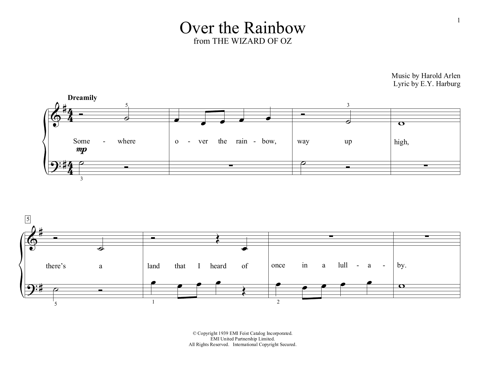 Harold Arlen Over The Rainbow (from The Wizard Of Oz) (arr. Christopher Hussey) Sheet Music