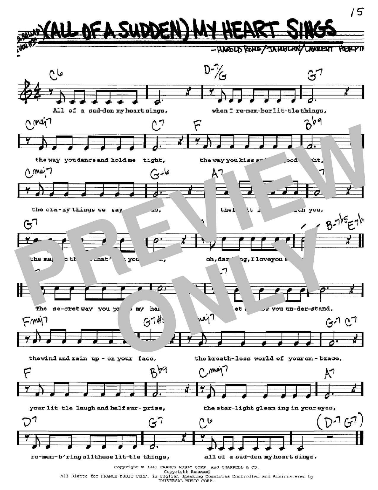 Harold Rome (All Of A Sudden) My Heart Sings Sheet Music