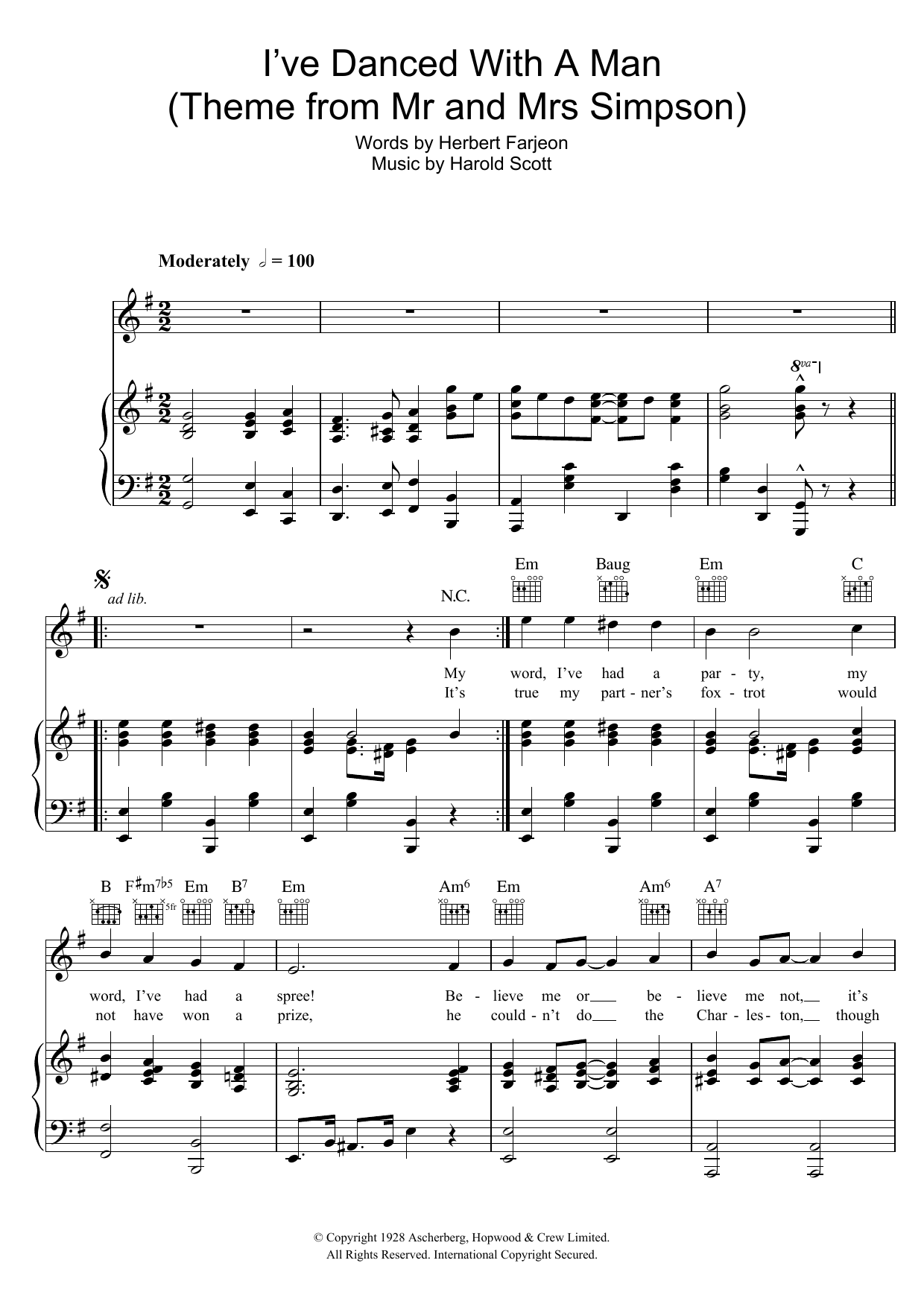 Harold Scott I've Danced With A Man ('Edward And Mrs Simpson' Theme) Sheet Music
