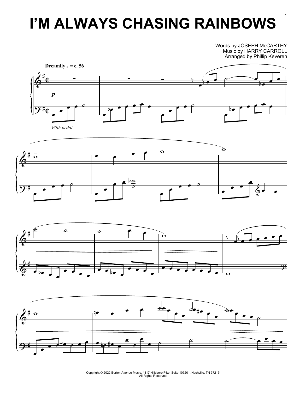 Harry Carroll I'm Always Chasing Rainbows (arr. Phillip Keveren) Sheet Music
