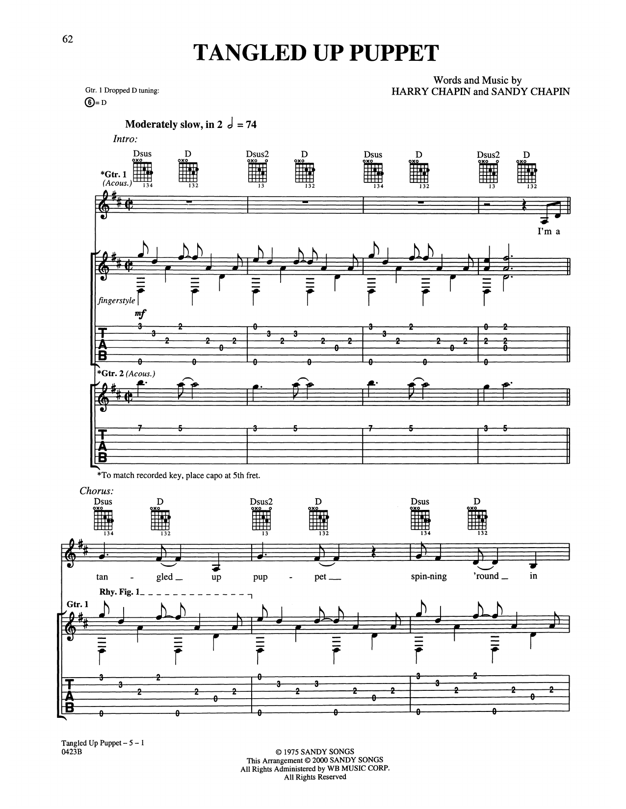 Harry Chapin Tangled Up Puppet Sheet Music