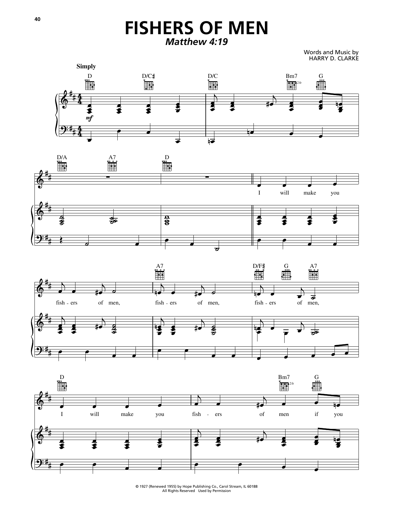 Harry D. Clarke Fishers Of Men Sheet Music