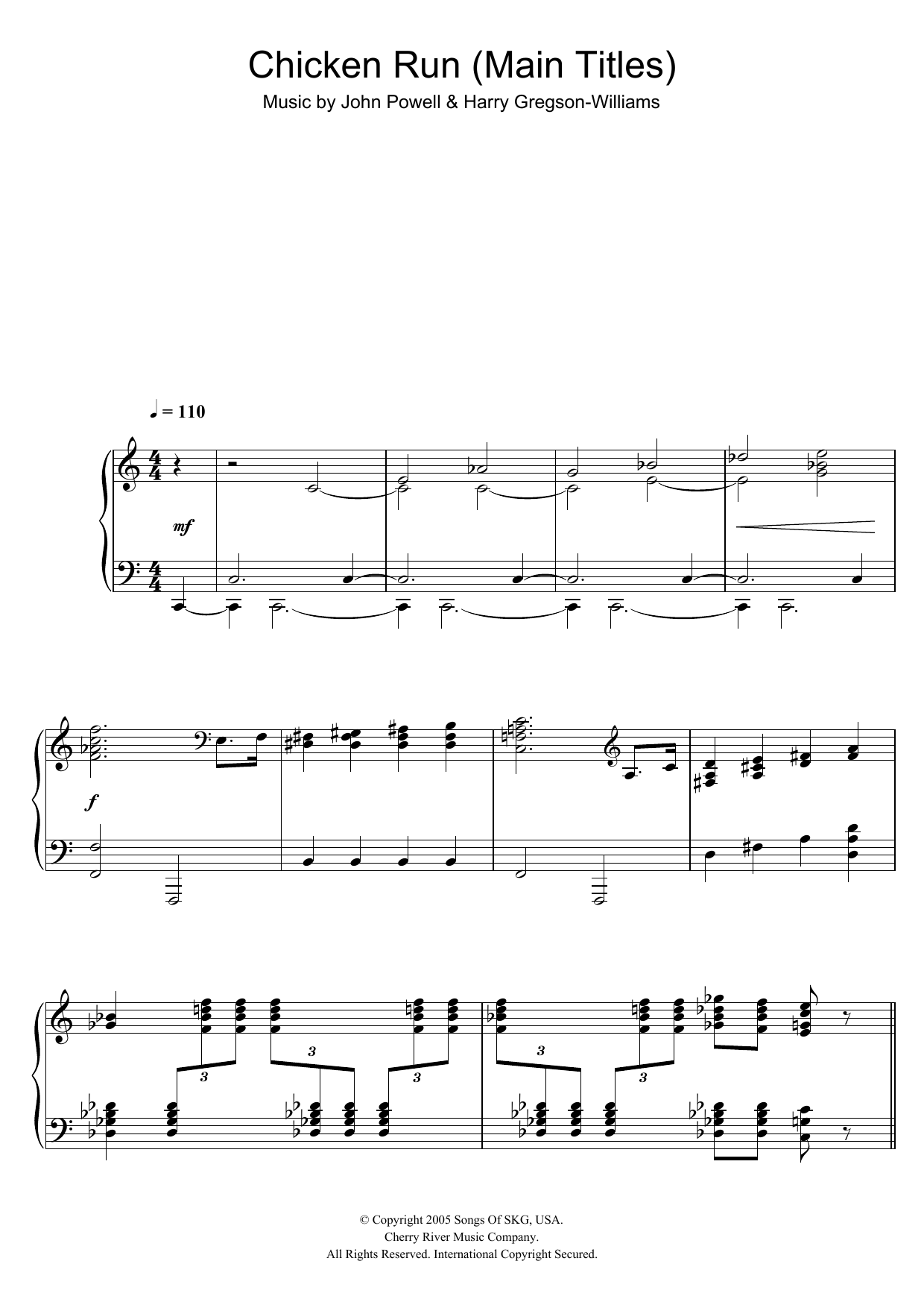 Harry Gregson-Williams Chicken Run (Main Titles) Sheet Music
