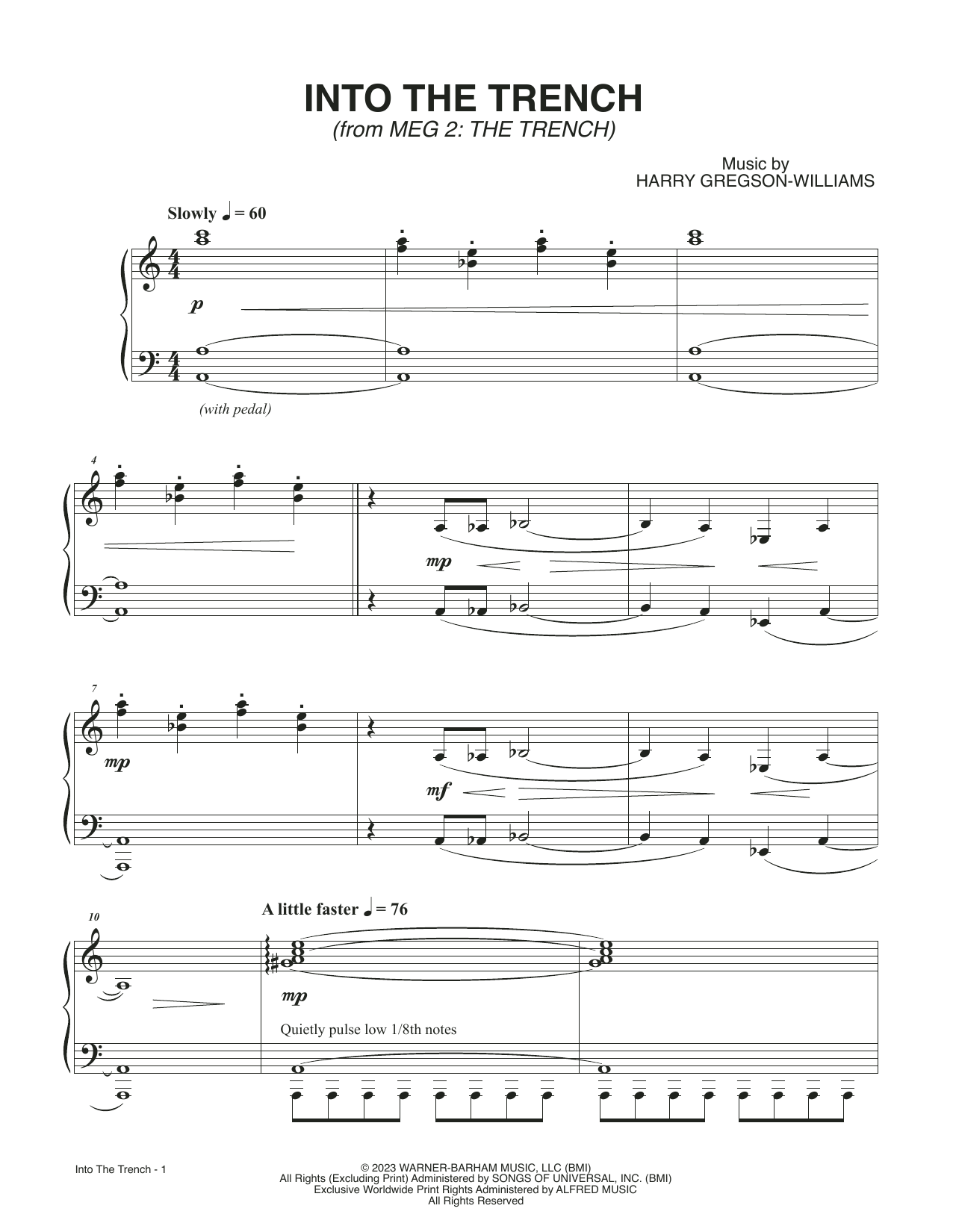 Harry Gregson-Williams Into The Trench (from Meg 2: The Trench) Sheet Music