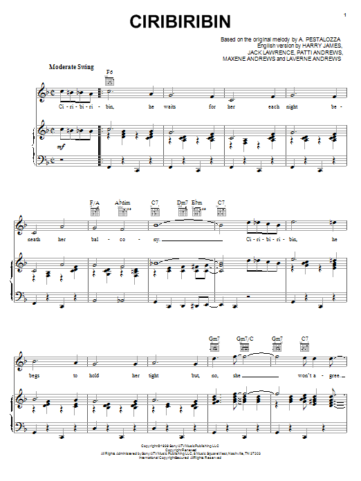 Harry James Ciribiribin Sheet Music