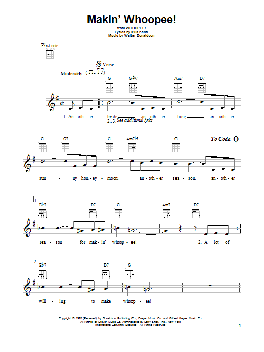 Harry Nilsson Makin' Whoopee! Sheet Music
