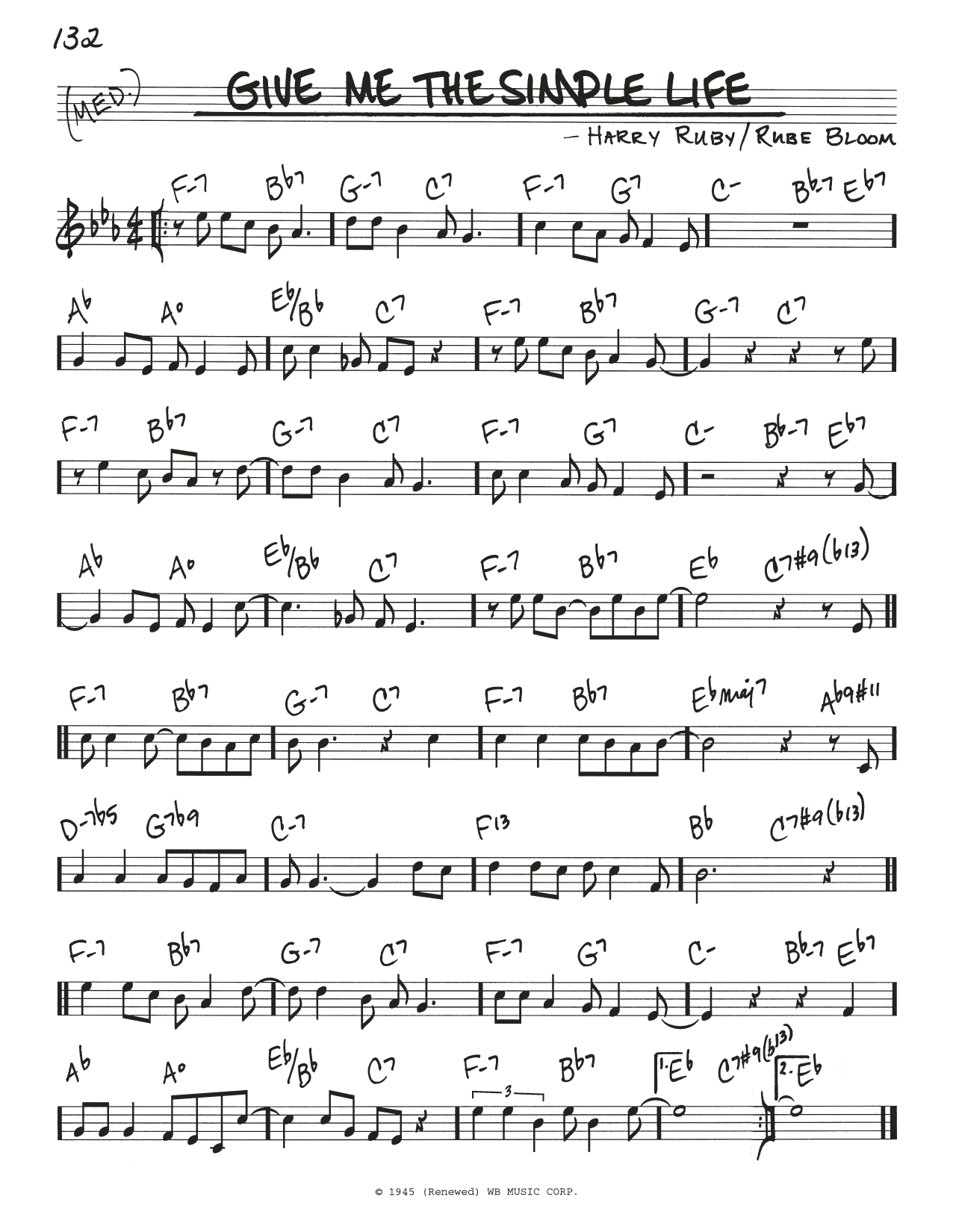 Harry Ruby Give Me The Simple Life Sheet Music