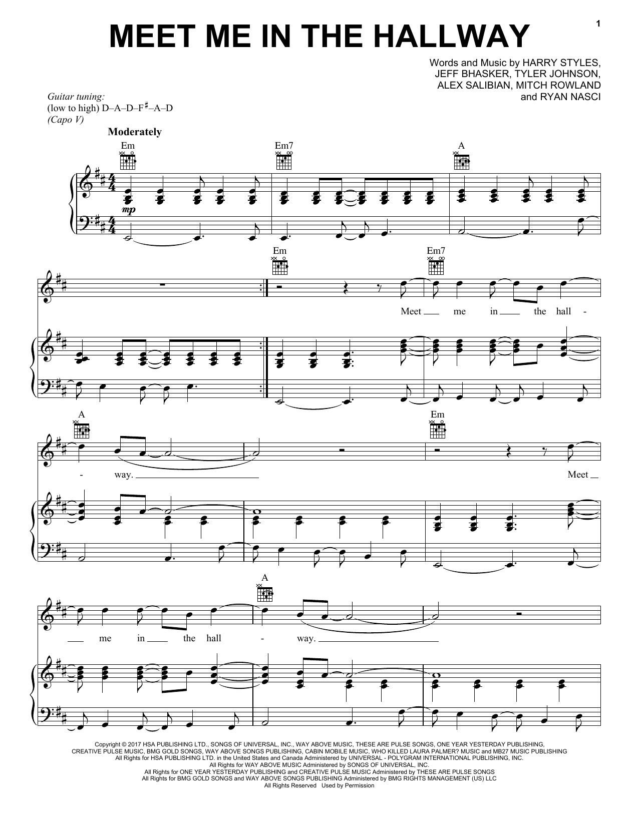 Harry Styles Meet Me In The Hallway Sheet Music