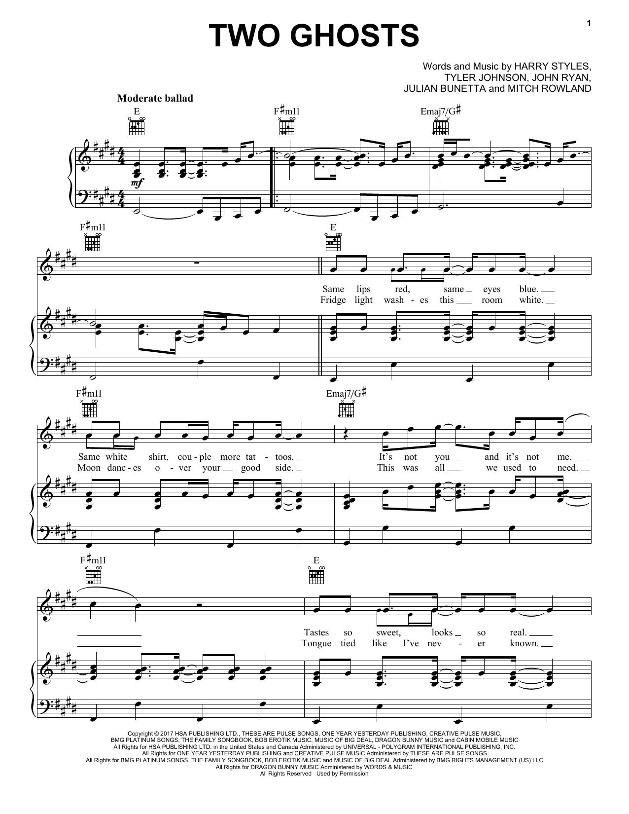 Harry Styles Two Ghosts Sheet Music