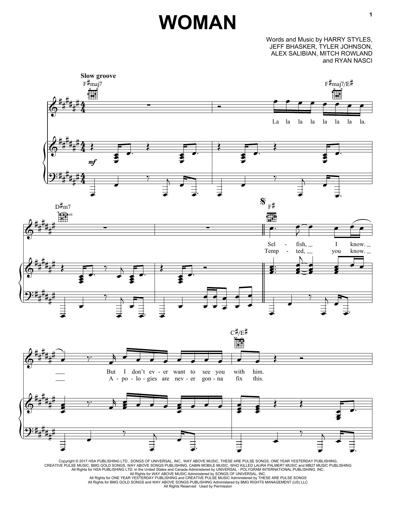 Harry Styles Woman Sheet Music