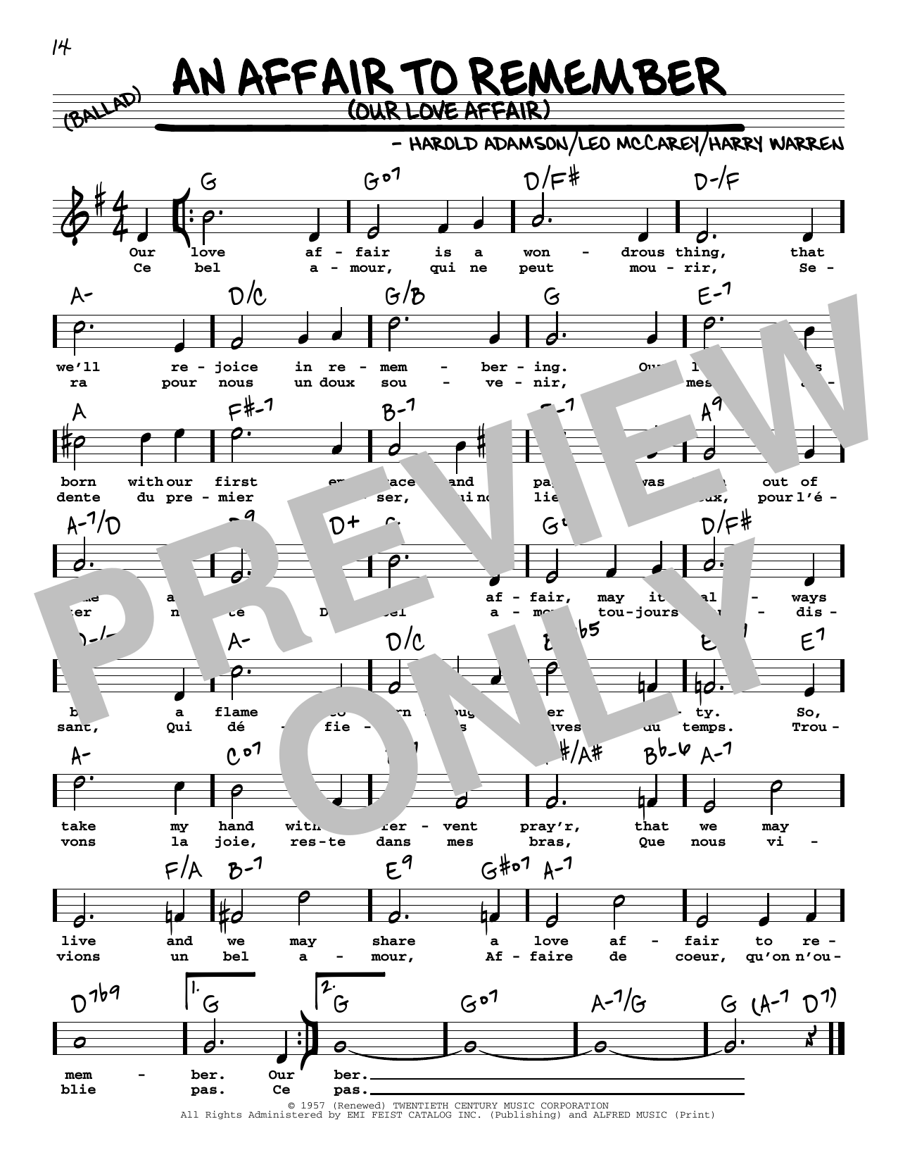 Harry Warren An Affair To Remember (Our Love Affair) (High Voice) (from An Affair To Remember Sheet Music