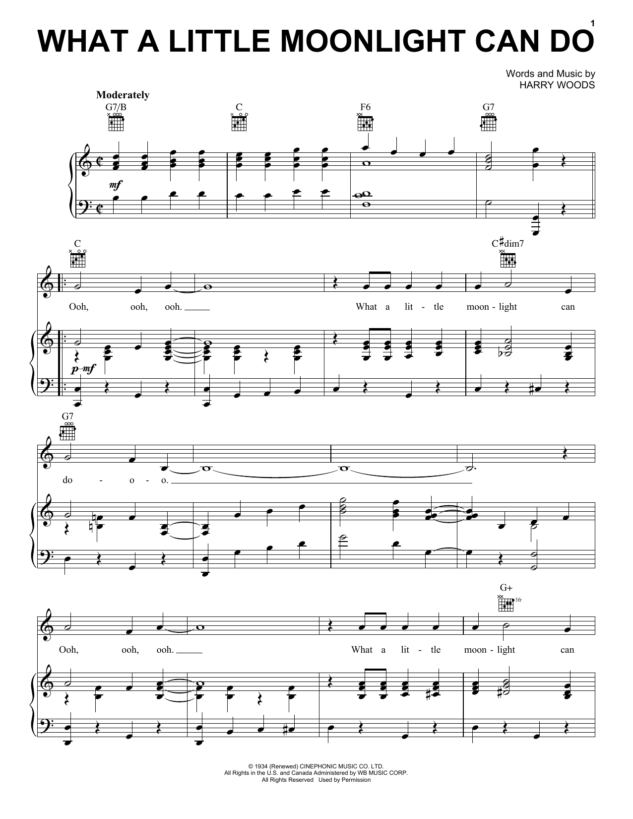 Harry Woods What A Little Moonlight Can Do Sheet Music