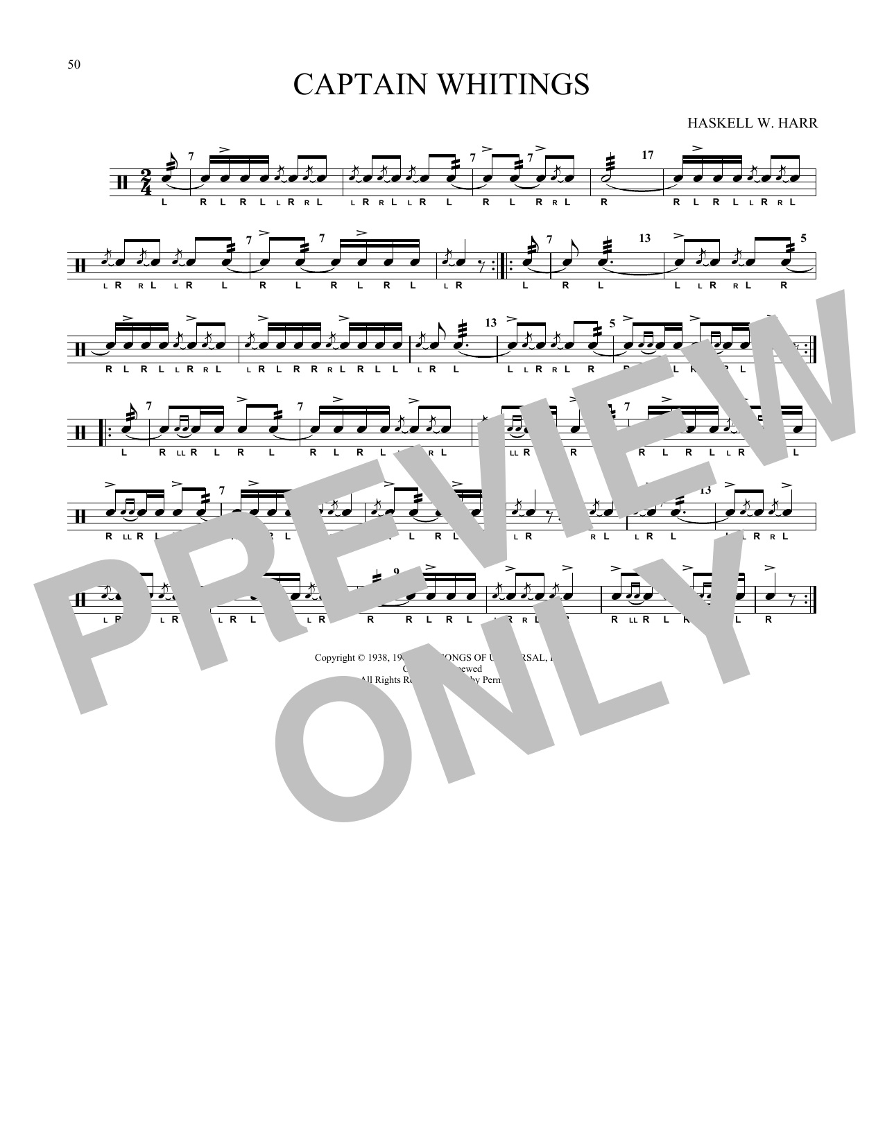 Haskell W. Harr Captain Whitings Sheet Music