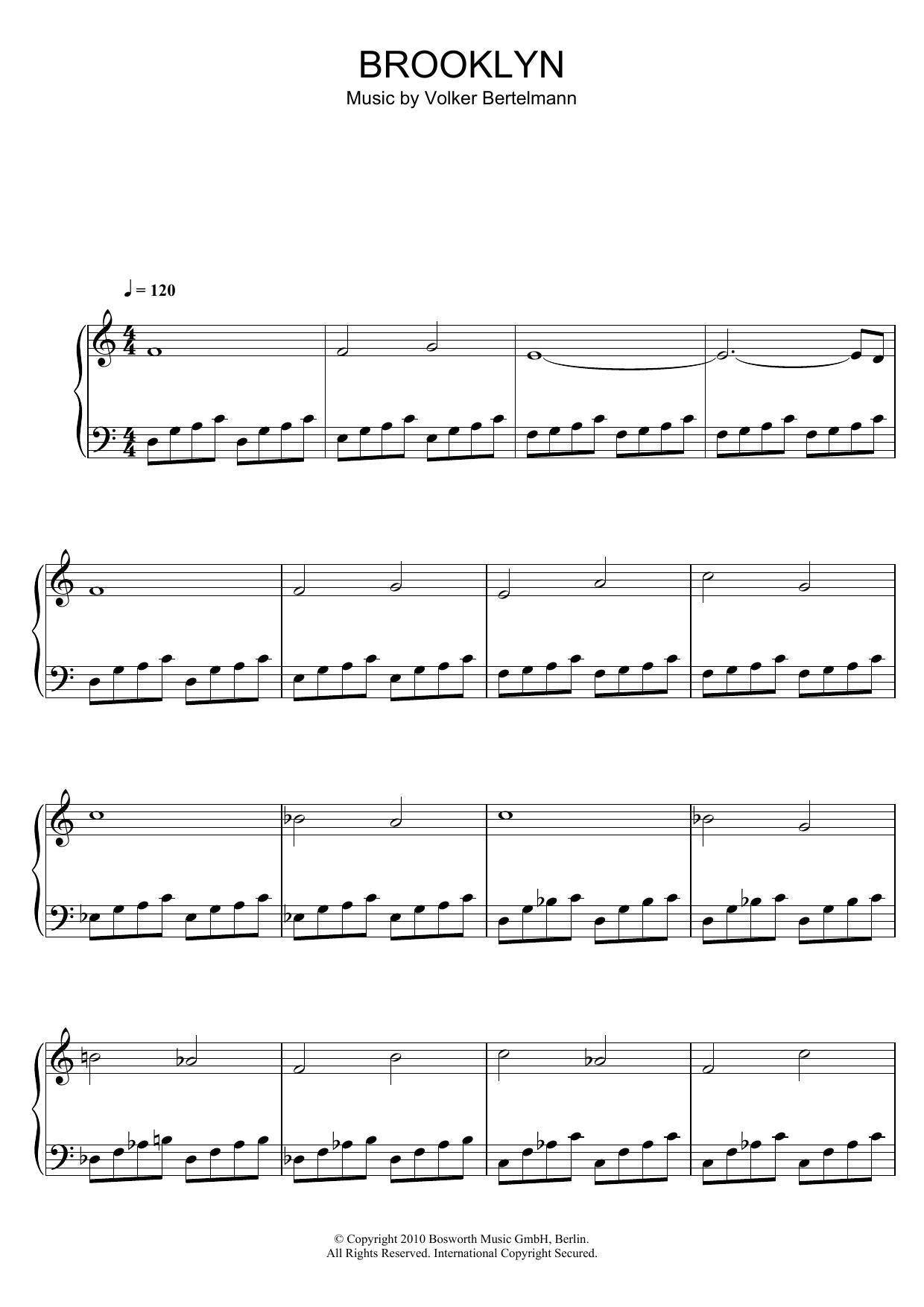 Hauschka Brooklyn Sheet Music