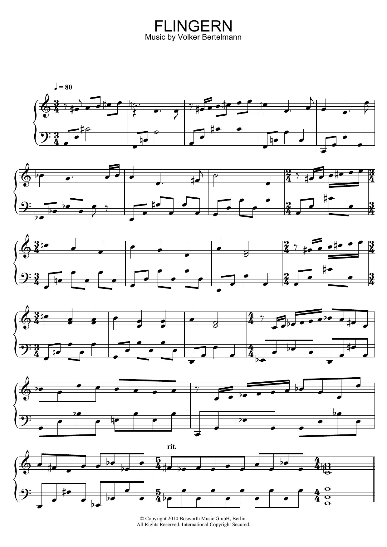 Hauschka Flingern Sheet Music