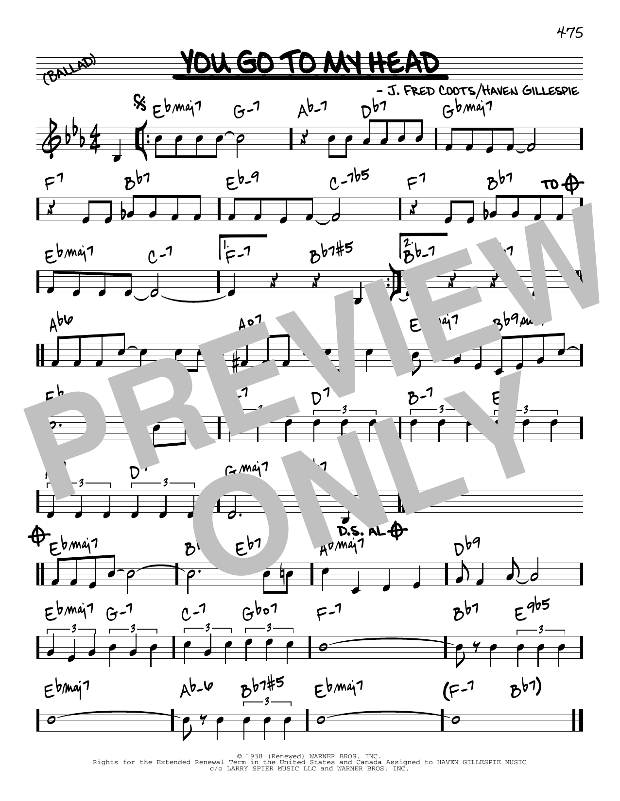 Haven Gillespie You Go To My Head Sheet Music