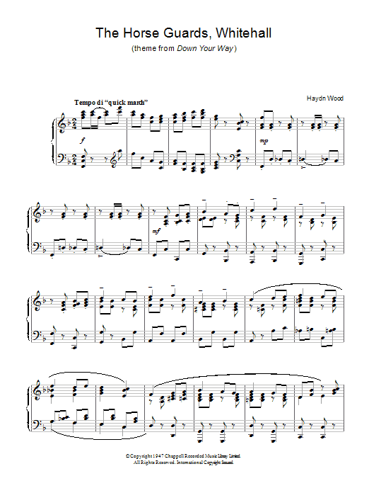 Haydn Wood The Horseguards, Whitehall (theme from Down Your Way) Sheet Music