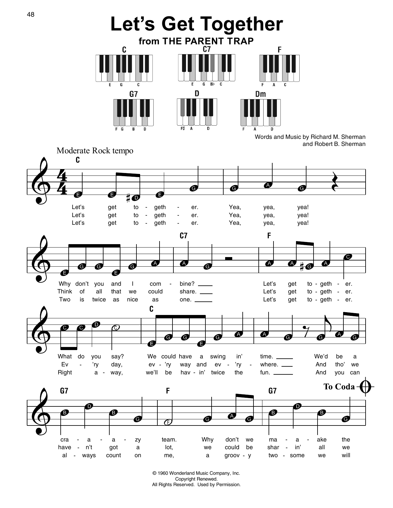 Hayley Mills Let's Get Together (from The Parent Trap) Sheet Music