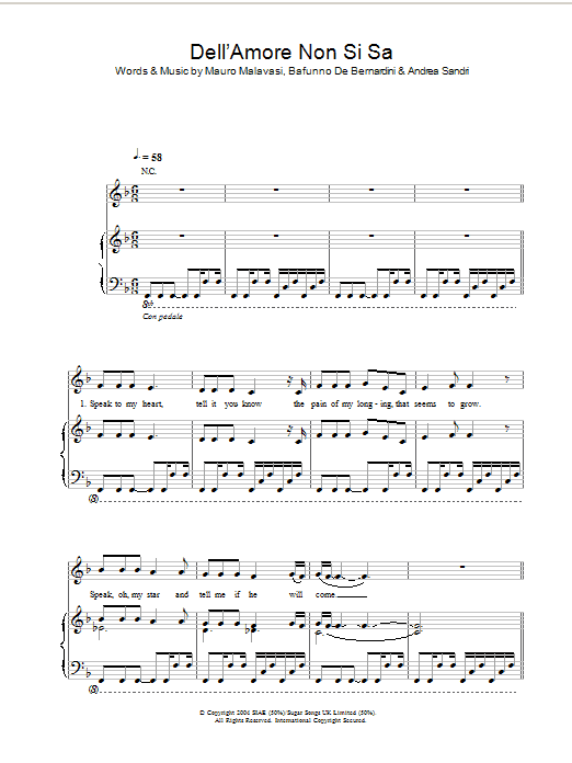 Hayley Westenra Dell'Amore Non Si Sa Sheet Music