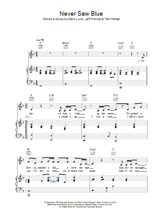Hayley Westenra Never Saw Blue Sheet Music