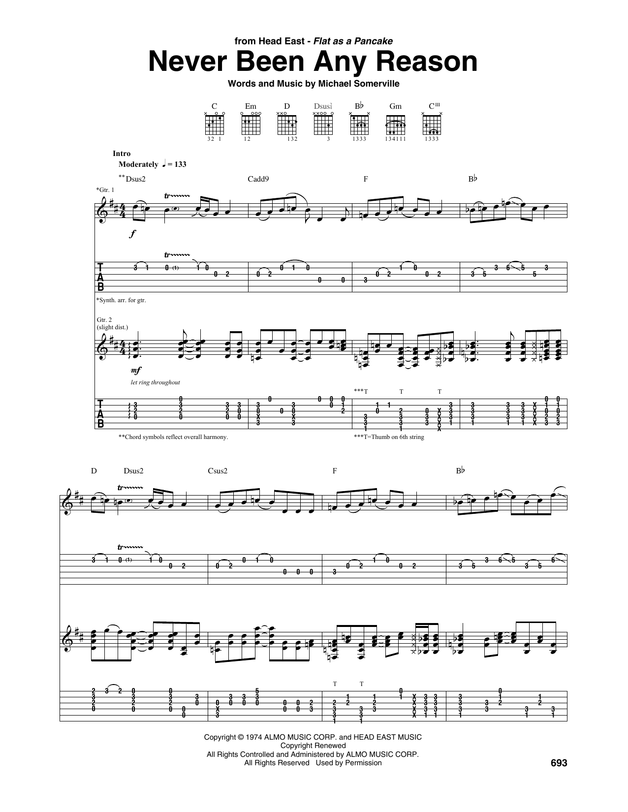Head East Never Been Any Reason Sheet Music
