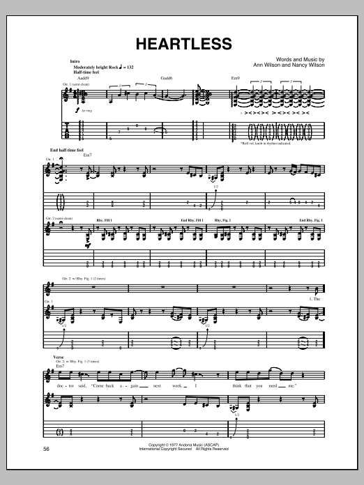 Heart Heartless Sheet Music