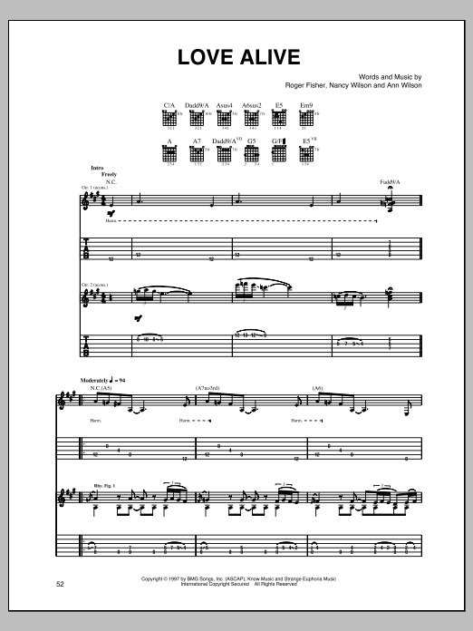 Heart Love Alive Sheet Music